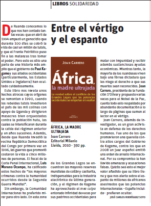 Reseña libro Juan Carrero Saralegui. África, la madre ultrajada. Editorial Milenio